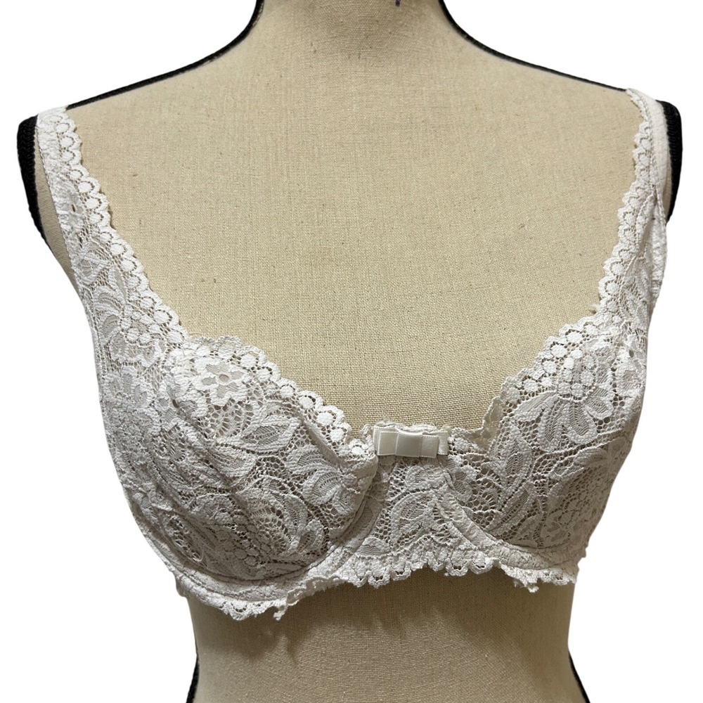 Ilusión 36C White Floral Lace Underwire Bra 7041 Coquette Bridal Lingerie